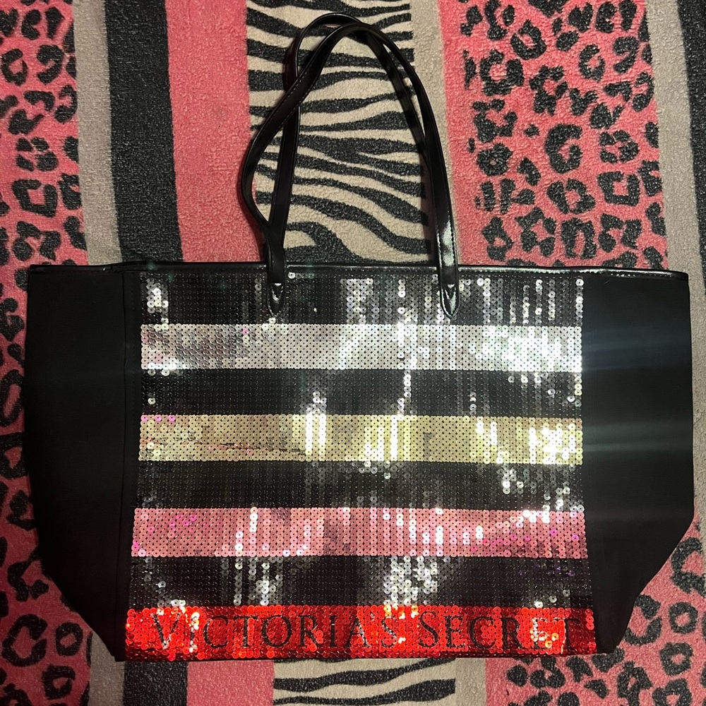 NWOT Victoria's Secret Rainbow Sequins large tote bag